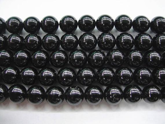 Genuine Black Tourmaline  4mm - 18mm  Round Natural Grade A Beads 15 Inch Jewelry Supply Bracelet Necklace Material Support