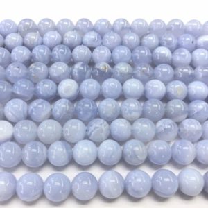 Shop Blue Chalcedony Beads! Genuine Chalcedony 4mm – 12mm Round Natural Grade AA Loose Blue Gemstone Beads 15 inch Jewelry Supply Bracelet Necklace Material Support | Natural genuine round Blue Chalcedony beads for beading and jewelry making.  #jewelry #beads #beadedjewelry #diyjewelry #jewelrymaking #beadstore #beading #affiliate #ad
