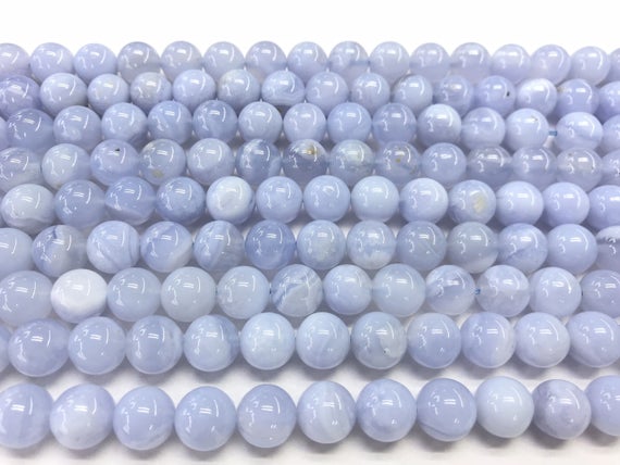Genuine Chalcedony 4mm - 12mm Round Natural Grade Aa Loose Blue Gemstone Beads 15 Inch Jewelry Supply Bracelet Necklace Material Support