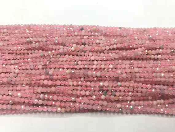 Genuine Faceted Multicolor Morganite 2mm - 4mm Round Cut Natural Pink Loose Gemstone Beads 15 Inch Jewelry Supply Bracelet Necklace Material