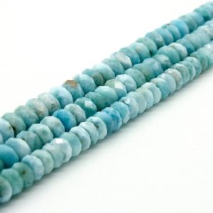 Shop Larimar Beads! Genuine Larimar, Natural Larimar Faceted Rondelle Natural Gemstone Loose Beads – RDF60 | Natural genuine beads Larimar beads for beading and jewelry making.  #jewelry #beads #beadedjewelry #diyjewelry #jewelrymaking #beadstore #beading #affiliate #ad
