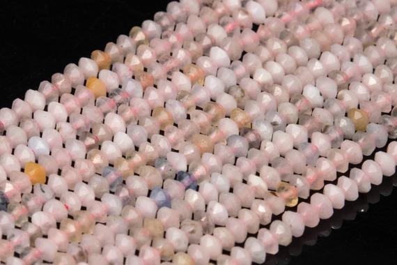 Genuine Natural Beryl Morganite Aquamarine Loose Beads Grade Aa Faceted Rondelle Shape 3x2mm