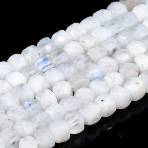 Shop Rainbow Moonstone Beads! Genuine Natural Rainbow Moonstone Loose Beads Grade A Faceted Cube Shape 4mm | Natural genuine beads Rainbow Moonstone beads for beading and jewelry making.  #jewelry #beads #beadedjewelry #diyjewelry #jewelrymaking #beadstore #beading #affiliate #ad