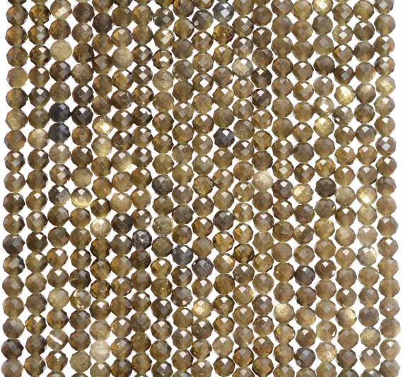 3mm  Golden Obsidian Gemstone Grade Aaa Micro Faceted Round Loose Beads 15.5 Inch Full Strand (80010198-a193)