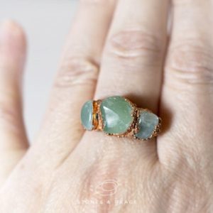 Shop Aventurine Rings! Green AVENTURINE ring in an electroformed copper setting – Multiple crystals ring | Natural genuine Aventurine rings, simple unique handcrafted gemstone rings. #rings #jewelry #shopping #gift #handmade #fashion #style #affiliate #ad