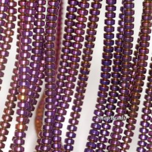 Shop Hematite Rondelle Beads! 4x3mm Hematite Gemstone Purple Rondelle Heishi 4x3mm Loose Beads 16 inch Full Strand (90188987-149a) | Natural genuine rondelle Hematite beads for beading and jewelry making.  #jewelry #beads #beadedjewelry #diyjewelry #jewelrymaking #beadstore #beading #affiliate #ad