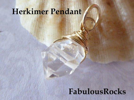 Herkimer Diamonds Herkimers Bead Nugget Crystal Quartz   Herkimer Necklace Pendant Jewelry Metaphysical Healing Gems Gemstone, April Gd605