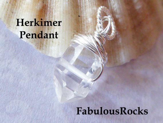 Herkimer Pendant Herkimer Diamond Charm / Herkimerjewelry Handmade, Herkimer Necklace Raw Crystal Quartz / April Birthstone Gemstone  Gd605
