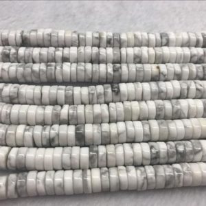 Genuine Howlite 4mm – 8mm Heishi Natural Loose White Gemstone Beads 15 inch Jewelry Supply Bracelet Necklace Material Support Wholesale | Natural genuine other-shape Gemstone beads for beading and jewelry making.  #jewelry #beads #beadedjewelry #diyjewelry #jewelrymaking #beadstore #beading #affiliate #ad