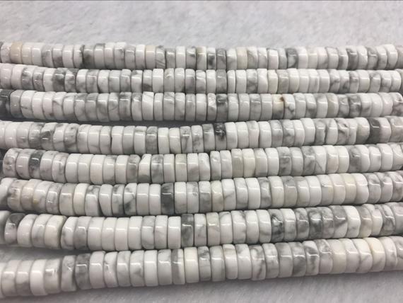 Genuine Howlite 4mm - 8mm Heishi Natural Loose White Gemstone Beads 15 Inch Jewelry Supply Bracelet Necklace Material Support Wholesale