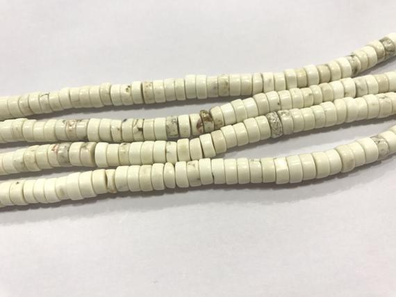 Genuine Howlite 4mm - 10mm Heishi Natural Loose White Gemstone Beads 15 Inch Jewelry Supply Bracelet Necklace Material Support Wholesale