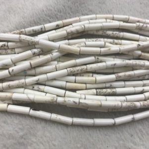 Shop Howlite Bead Shapes! Genuine Howlite 4X13mm Column Natural Gemstone Loose Tube Beads 15inch Jewelry Supply Bracelet Necklace Material Support Wholesale | Natural genuine other-shape Howlite beads for beading and jewelry making.  #jewelry #beads #beadedjewelry #diyjewelry #jewelrymaking #beadstore #beading #affiliate #ad