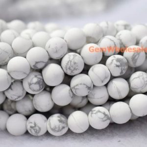 Shop Howlite Round Beads! 15.5" 4mm/6mm Matte natural white howlite round beads, semi-precious stone, DIY beads, White gemstone wholesale, frosted white howlite | Natural genuine round Howlite beads for beading and jewelry making.  #jewelry #beads #beadedjewelry #diyjewelry #jewelrymaking #beadstore #beading #affiliate #ad