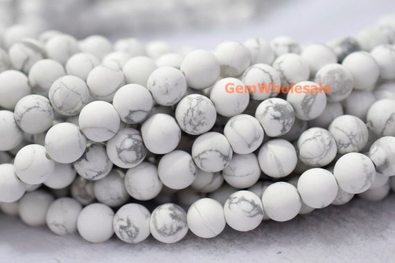 15.5" 4mm/6mm Matte Natural White Howlite Round Beads, Semi-precious Stone, Diy Beads, White Gemstone Wholesale, Frosted White Howlite