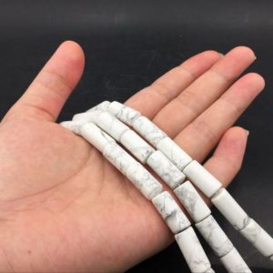 Shop Howlite Bead Shapes! 8x16mm White Howlite Cylinder Beads Semiprecious Beads Howlite Round Tube Beads High Quality Jewelry making Supplies bulk wholesale | Natural genuine other-shape Howlite beads for beading and jewelry making.  #jewelry #beads #beadedjewelry #diyjewelry #jewelrymaking #beadstore #beading #affiliate #ad