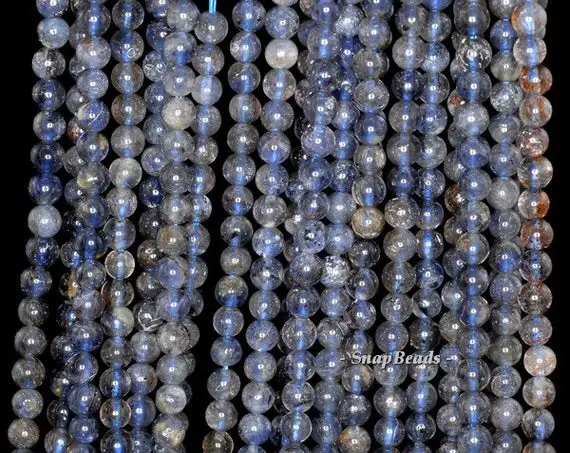 4mm Bermudan Blue Iolite Gemstone Grd A Dark Blue Round 4mm-5mm Loose Beads 16 Inch Full Strand (90146324-163)