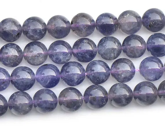 Natural Iolite Smooth And Round Beads,6mm/8mm/10mm/12mm Natural Iolite Beads Bulk Supply,15 Inches One Starand
