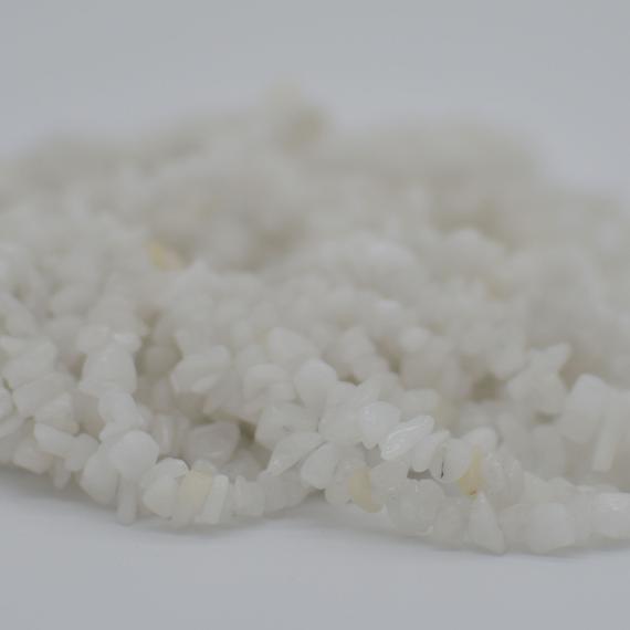 Natural White Jade Semi-precious Gemstone Chips Nuggets Beads - 5mm - 8mm, 32" Strand