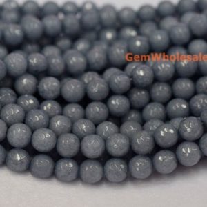 Shop Jade Faceted Beads! 15" Smoky blue Malaysian jade  8mm/10mm round faceted beads, Smoky blue color dyed jade, Smoky blue gemstone, semi-precious stone,NN | Natural genuine faceted Jade beads for beading and jewelry making.  #jewelry #beads #beadedjewelry #diyjewelry #jewelrymaking #beadstore #beading #affiliate #ad