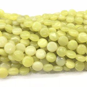 Shop Jade Bead Shapes! Genuine Lemon Jade 10mm Flat Round natural Yellow Loose Coin Beads 15 inch Jewelry Supply Bracelet Necklace Material Support Wholesale | Natural genuine other-shape Jade beads for beading and jewelry making.  #jewelry #beads #beadedjewelry #diyjewelry #jewelrymaking #beadstore #beading #affiliate #ad