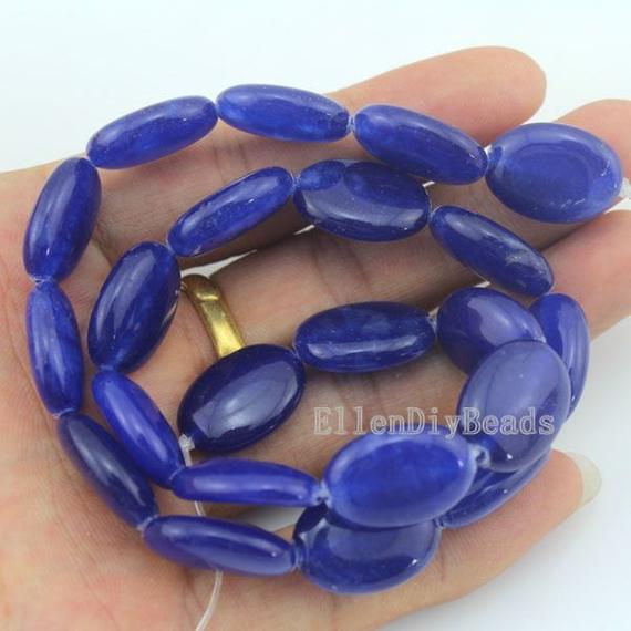 13x18mm Oval Jade Beads,jade Beads,royal Blue Jade Stone,full Strand,jewelry Supplies,gemstone Beads--15.5 Inches-approx 22 Pieces-bj041