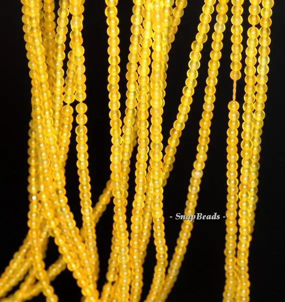 2mm Eggyolk Yellow Jade Gemstone Yellow Round 2mm Loose Beads 16 Inch Full Strand (90113627a-170-e)