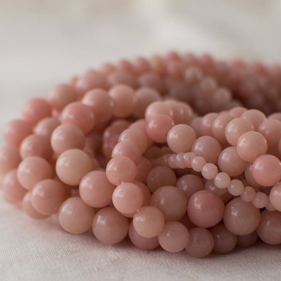 Natural Pink Jade Semi-precious Gemstone Round Beads - 4mm, 6mm, 8mm, 10mm Sizes - 15" Strand