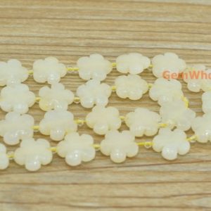 Shop Jade Shapes! 15.5" Light Yellow Jade Flower 15 / 20mm, High Quality Semi-precious Stone Flower, Yellow Color Gemstone Flower, Gemstone Carving Flower Jgdof | Natural genuine stones & crystals in various shapes & sizes. Buy raw cut, tumbled, or polished gemstones for making jewelry or crystal healing energy vibration raising reiki stones. #crystals #gemstones #crystalhealing #crystalsandgemstones #energyhealing #affiliate #ad