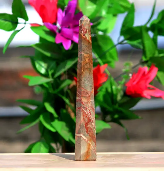 Giant 340mm Pink Fancy Jasper Lingam - Reiki Charged Healing Crystal, Meditation & Yoga Room Decor, Spiritual Energy Booster Gift