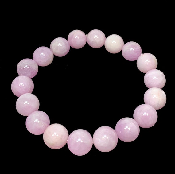 1 Kunzite Bracelet - Genuine Semiprecious Stone - Natural Crystal- Round Beads- Healing Crystal- Meditation Stone- Jewelry Gift- From Brazil