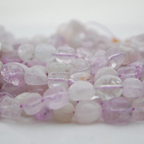 Clear Kunzite  Gemstone Pebble Tumblestone Nugget Beads - 7mm-10mm - 15" Strand