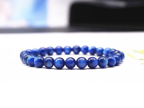 Natural Blue Kyanite Beaded Bracelet,blue Kyanite Beads Bracelet,jewelry Gift Bracelet,wholesale Bracelet,bulk Bracelet Supply