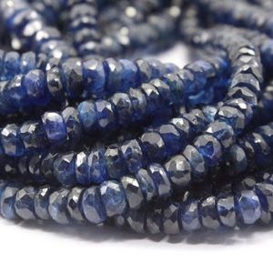 Shop Kyanite Faceted Beads! Good Quality 1 Strand Natural Blue Kyanite Faceted Rondelle Beads, 8"Long Natural Kyanite Gemstone Rondelle Size 4-6 MM Beads, Wholesale | Natural genuine faceted Kyanite beads for beading and jewelry making.  #jewelry #beads #beadedjewelry #diyjewelry #jewelrymaking #beadstore #beading #affiliate #ad