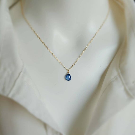 Dainty Kyanite Necklace.   Sterling Silver, Gold Filled, Or Rose Gold Filled Available.  Kyanite Pendant.