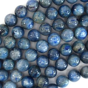 Shop Kyanite Beads! 12mm blue kyanite round beads 15.5" strand | Natural genuine beads Kyanite beads for beading and jewelry making.  #jewelry #beads #beadedjewelry #diyjewelry #jewelrymaking #beadstore #beading #affiliate #ad