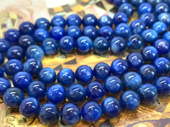 Natural Blue Kyanite Round Smooth Beads 6mm  Blue Gemstone Beads Kyanite Gemstone Round Beads