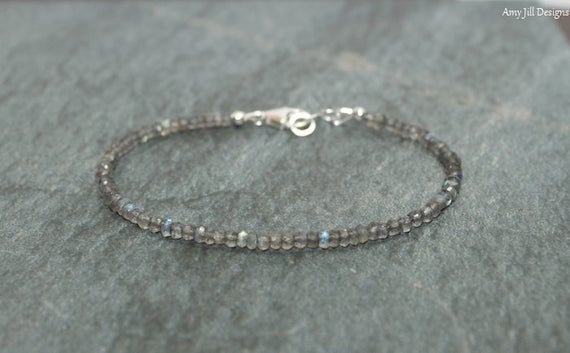 Labradorite Bracelet, Labradorite Jewelry, Blue Flash, Layering, Stacking, Gemstone Jewelry