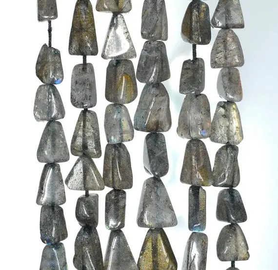 6x5-9x5mm Grey Labradorite Gemstone Triangle Nugget Loose Beads 14-15 Inch Full Strand (90184966-898)