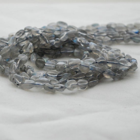 Grade Aa Labradorite Semi-precious Gemstone Tumbled Stone Nugget Pebble Beads - 5mm - 8mm - 15" Strand