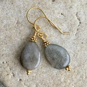 Shop Labradorite Earrings! 18K Gold Vermeil Labradorite Earrings, Labradorite Earrings, Boho Earrings, Teardrop Earrings, Gray Earrings, Labradorite Jewelry, 18K Gold | Natural genuine Labradorite earrings. Buy crystal jewelry, handmade handcrafted artisan jewelry for women.  Unique handmade gift ideas. #jewelry #beadedearrings #beadedjewelry #gift #shopping #handmadejewelry #fashion #style #product #earrings #affiliate #ad