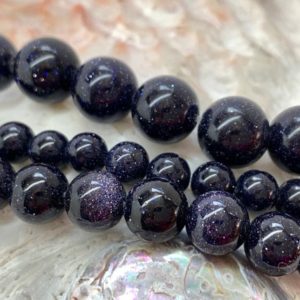 Blue Goldstone / Sandstone beads 8mm rounds / Sparkly dark blue beads | Natural genuine rondelle Labradorite beads for beading and jewelry making.  #jewelry #beads #beadedjewelry #diyjewelry #jewelrymaking #beadstore #beading #affiliate #ad