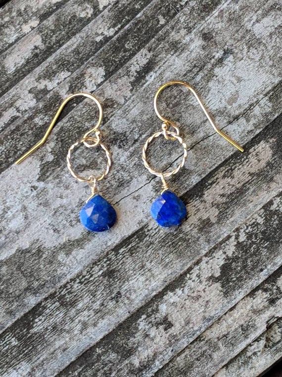 Sweet And Dainty Lapis Earrings. Gold Filled Or Sterling Silver Avail. Lapis Earrings