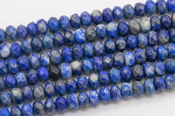 Genuine Natural Blue Lapis Lazuli Loose Beads Grade A Faceted Rondelle Shape 5-6x4mm 8x5mm
