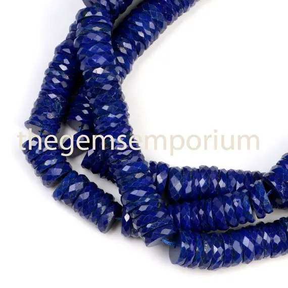 Lapis Lazuli Faceted Tyre Beads,  7-9mm Lapis Lazuli Faceted Beads, Lapis Tyre Beads, Lapis Lazuli Beads, Tyre Shape Briolette