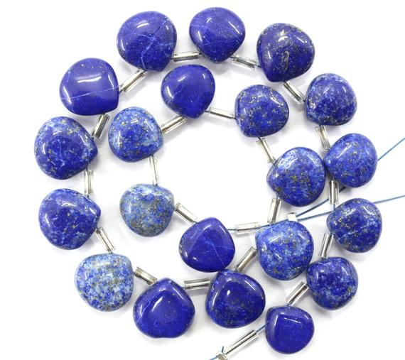 Good Quality 1 Strand Natural Lapis Lazuli Gemstone, 21 Pieces Smooth Heart Shape Beads, Size 9-11 Mm Lapis Briolette Beads Wholesale Price