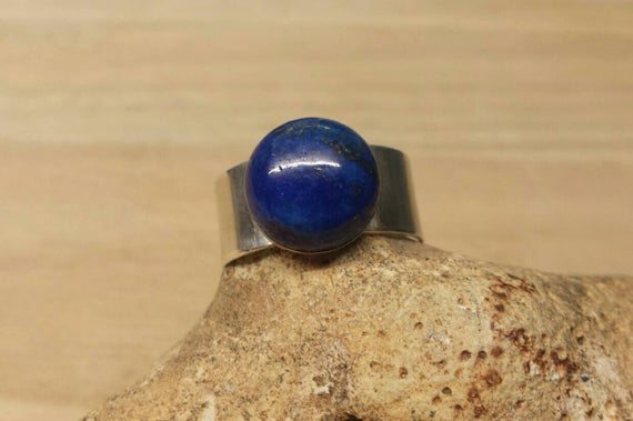 Men's Blue Lapis Lazuli Ring. Reiki Jewelry Uk. September Birthstone. 925 Sterling Silver Rings For Men. Empowered Crystals