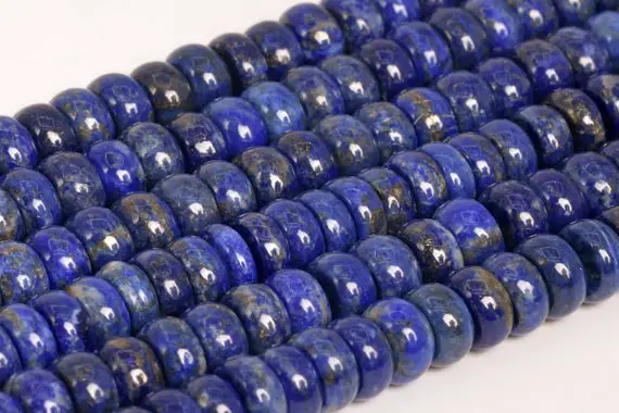 Genuine Natural Deep Blue Lapis Lazuli Loose Beads Afghanistan Grade A Rondelle Shape 8x3-7mm