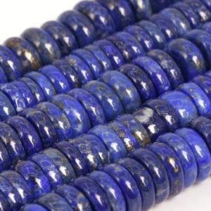 Shop Lapis Lazuli Rondelle Beads! Genuine Natural Deep Blue Lapis Lazuli Loose Beads Afghanistan Grade A Rondelle Shape 12×3-8mm | Natural genuine rondelle Lapis Lazuli beads for beading and jewelry making.  #jewelry #beads #beadedjewelry #diyjewelry #jewelrymaking #beadstore #beading #affiliate #ad