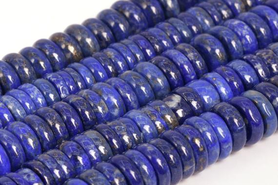 Genuine Natural Deep Blue Lapis Lazuli Loose Beads Afghanistan Grade A Rondelle Shape 12x3-8mm