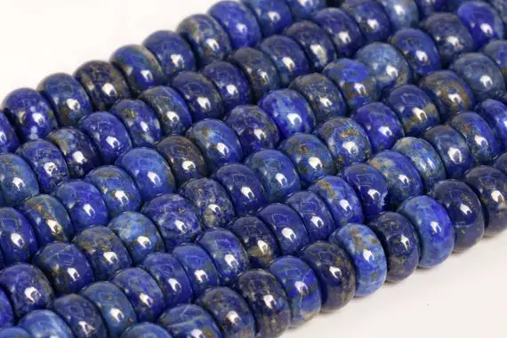 Genuine Natural Deep Blue Lapis Lazuli Loose Beads Afghanistan Grade A Rondelle Shape 8-9x4-7mm